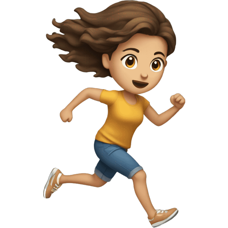 girl with brown hair running in a hurry emoji