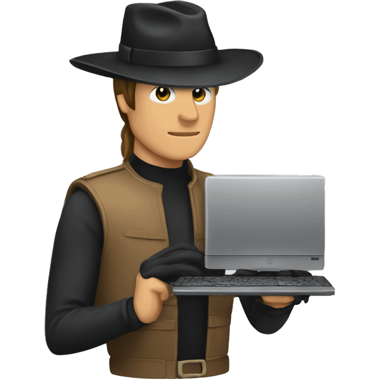 persona trabajando en una computadora con cara de zorro emoji