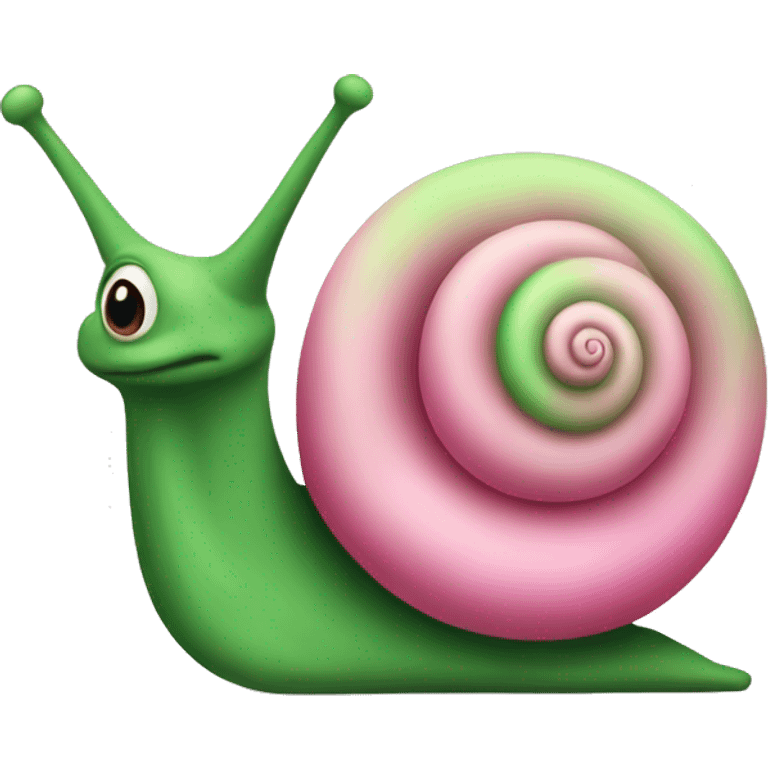 Classy pink and green snail emoji