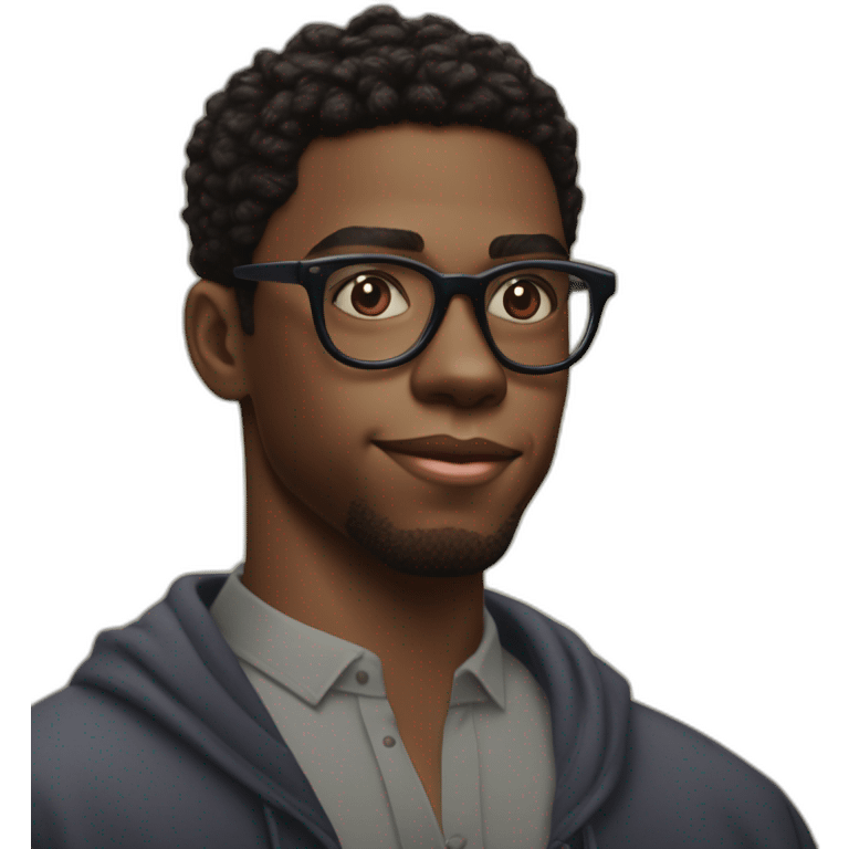 Young light skin chardwick boseman with in round glasses and a noticeable goatte emoji