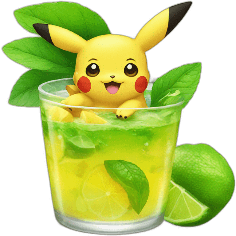 Pikachu with mojito emoji