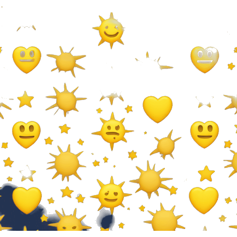 Navy heart with yellow sun and moons in it emoji