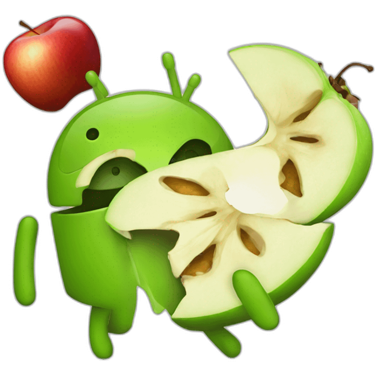 Apple eating Android bug emoji