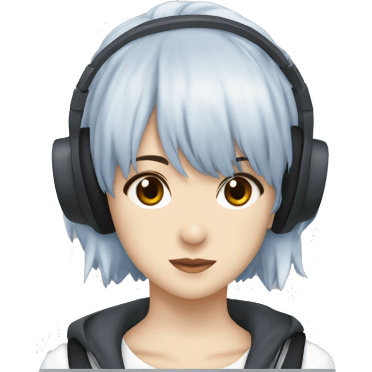 Rei ayanami with a black headphones emoji