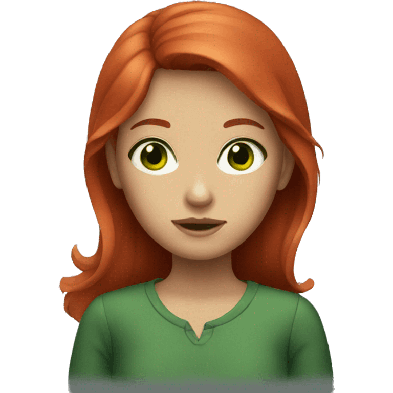 Girl with red hair and dark green eyes emoji