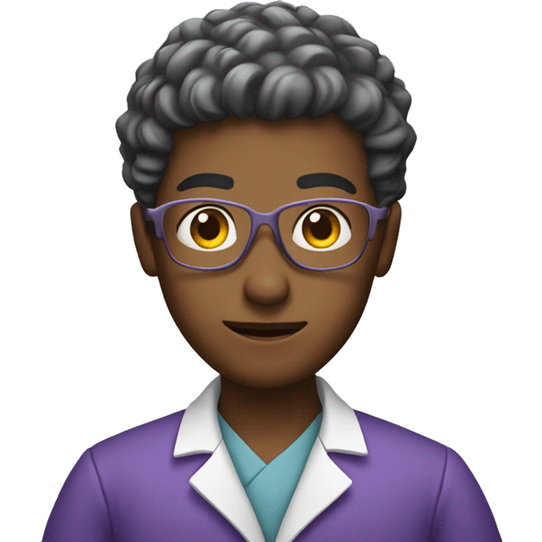 A forensic scientist wearing purple  emoji