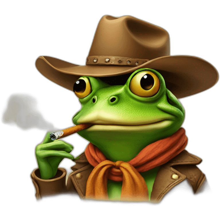 Cowboy frog smoking a cigarette emoji