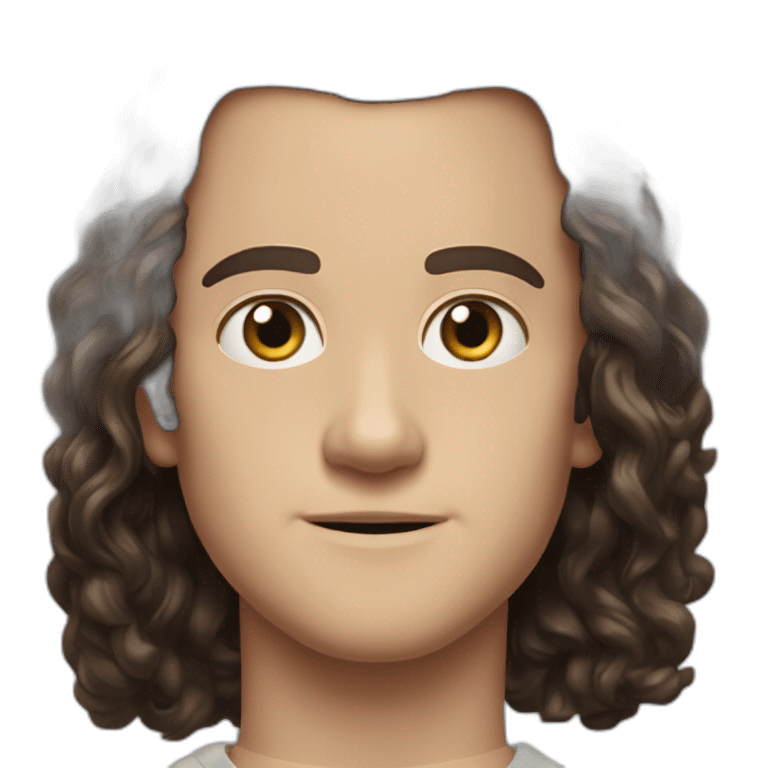 Joseph Quinn Eddie Munson  with dark curled long hair stranger things emoji