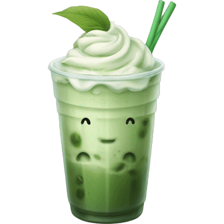 Iced matcha latte with ice  emoji