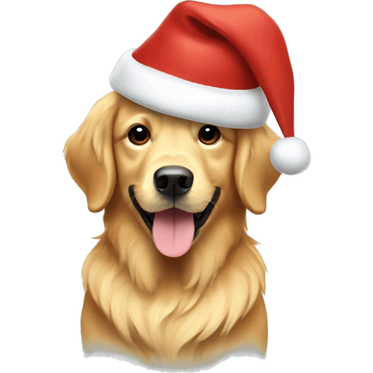 Golden retriever wearing a Christmas hat  emoji