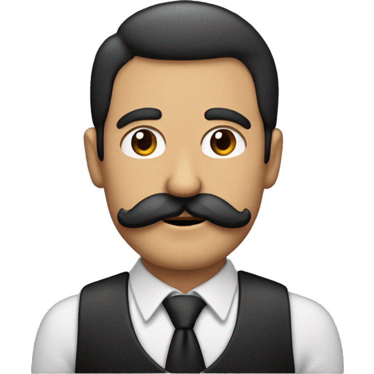 Hombre caucacico de 40 años con bigote negro y unas canas en las cienes emoji