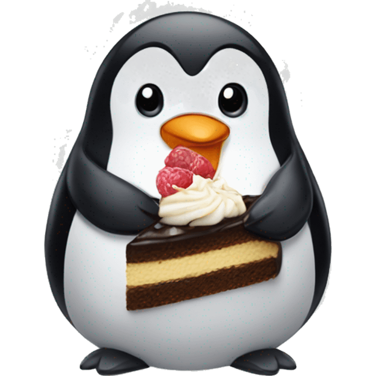 Penguin eating a cake  emoji