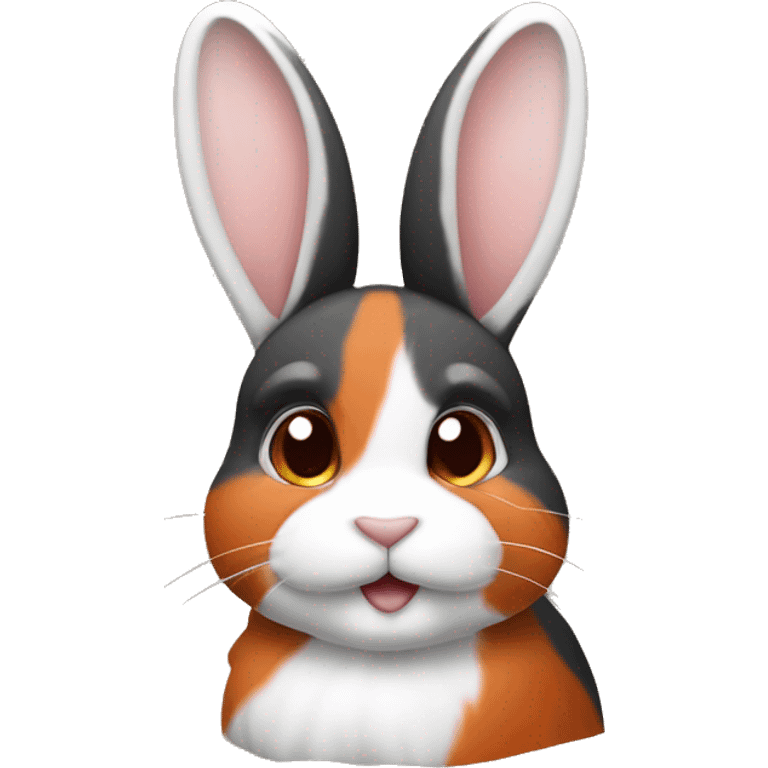 Dutch Rabbit with tricolor striped fur (orange, black and white)  emoji