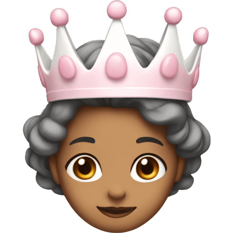 White and pastel pink crown with bow emoji