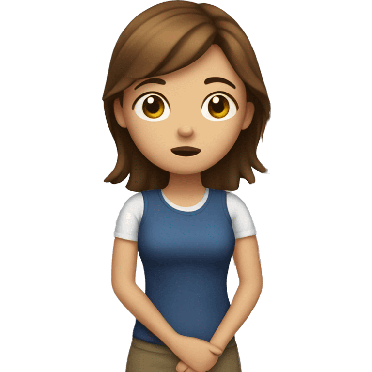 Girl with brown hair that has a stomachache  emoji