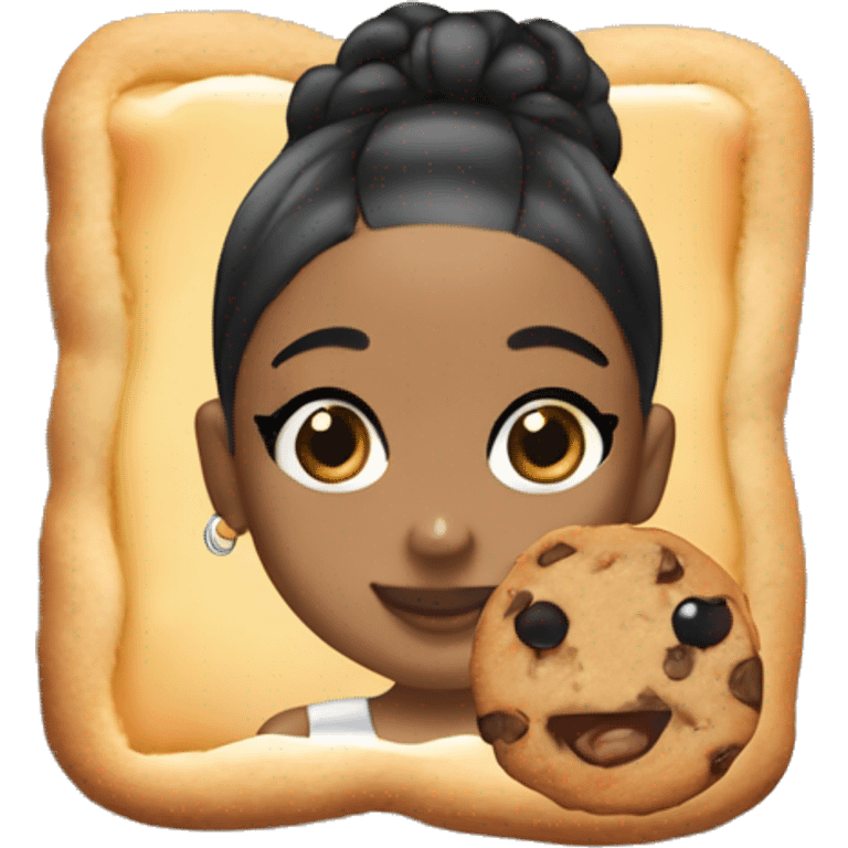 black ariana grande with a cookie and a juice box emoji