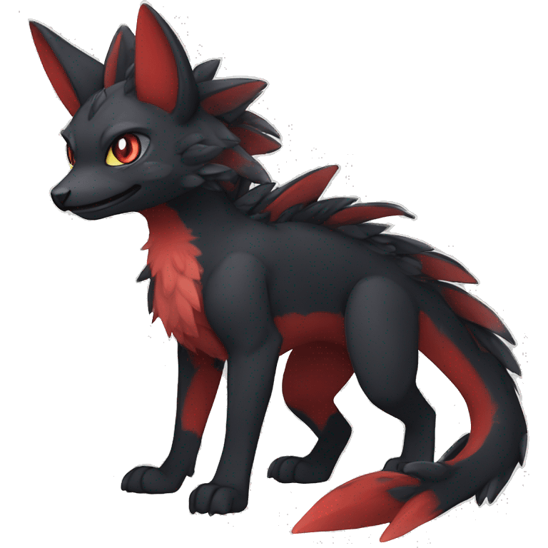 Anthro Cute cool black red nargacuga animal hybrid Fakemon full body emoji