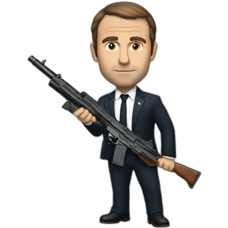 Macron avec un pistolet emoji