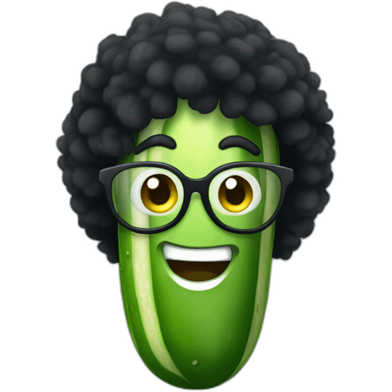 Cucumber with black afro hair emoji