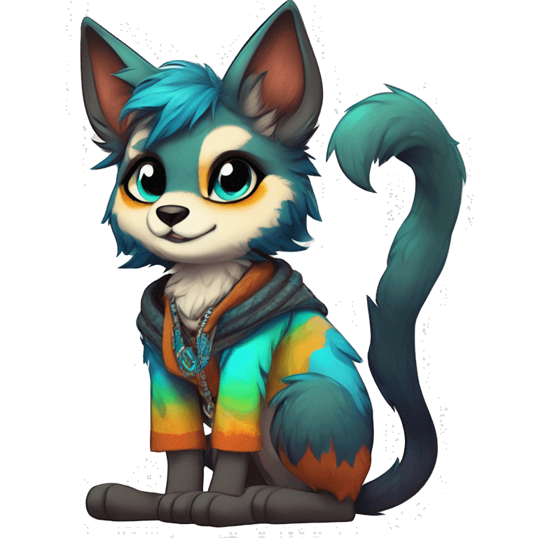 Cool cute Kawaii edgy colorful anthro fantasy animal fursona by griffsnuff & LiLaiRa & Falvie full body emoji