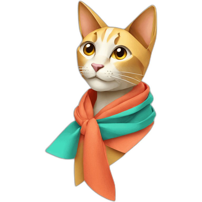 Fashion Cat in origami scarf emoji