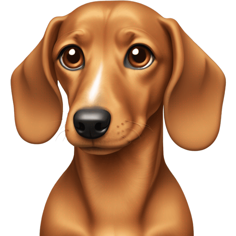 Light orange around eyes and ears and white body and nose dachshund emoji