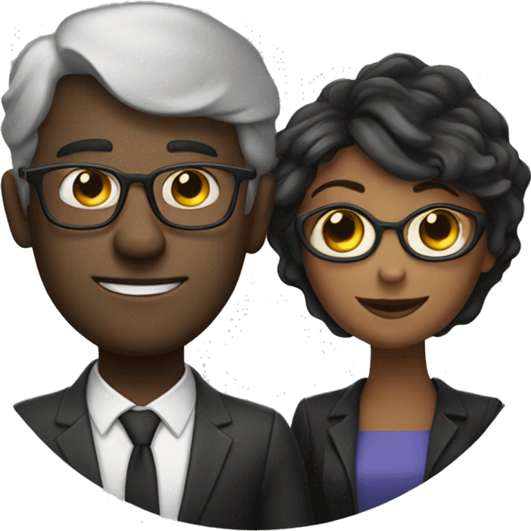 A fair guy and a dark lady with glasses in love  emoji