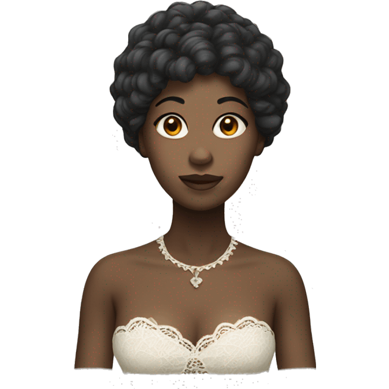 Black woman with wig lace showing emoji