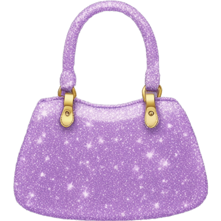 Realistic light purple Sparkle glitter designer purse isolated.  emoji