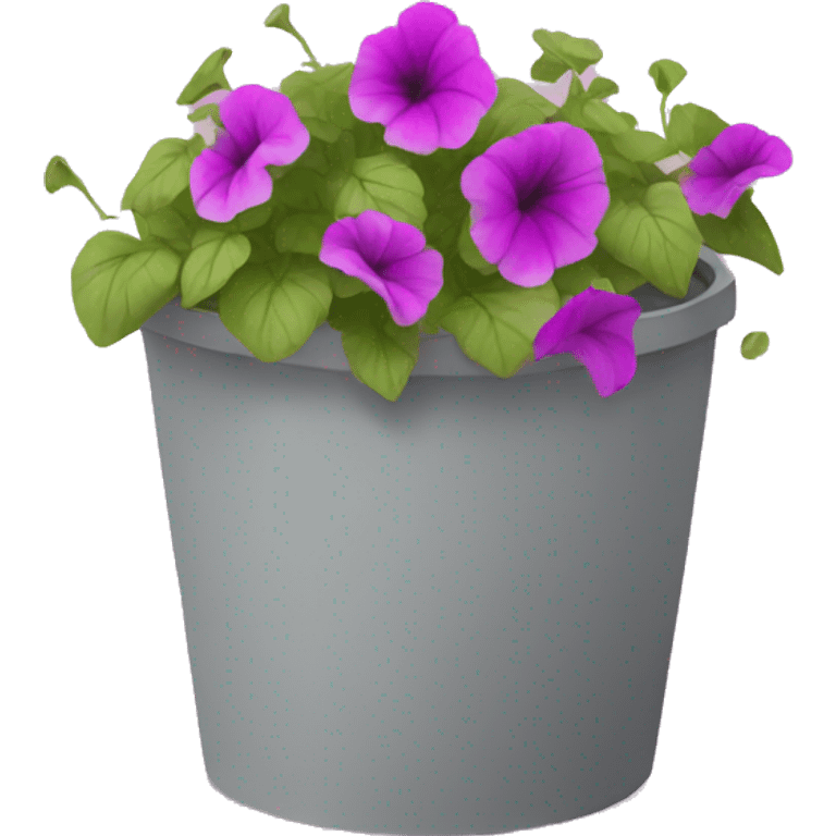 a pot of petunias falling to the ground emoji