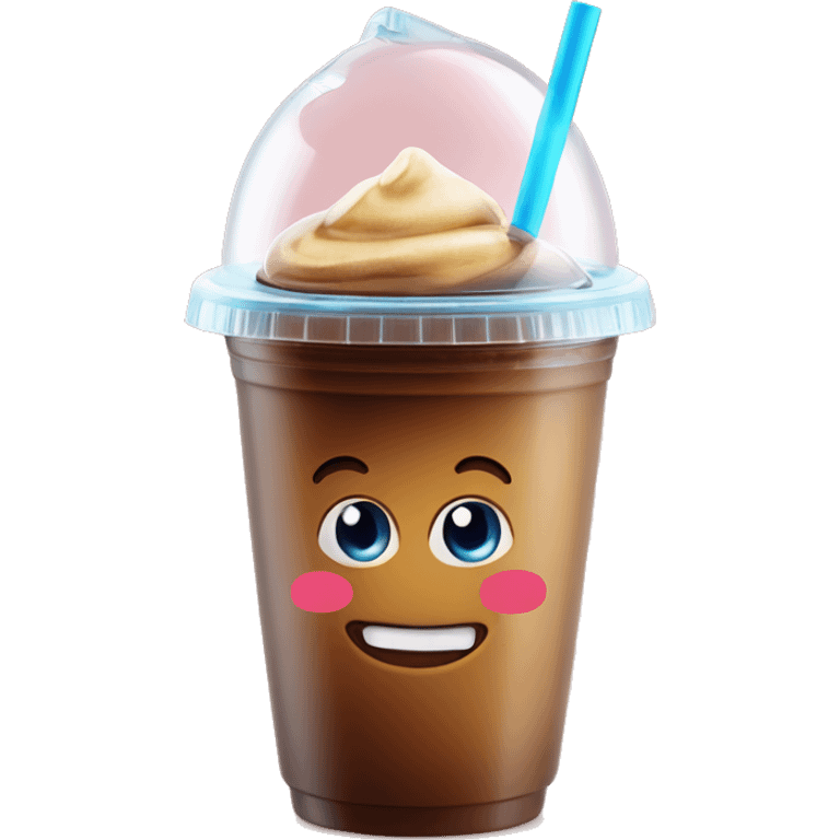 Cold coffee with ice cubes In a plastic cup With a dome-shaped cover 450 ml emoji