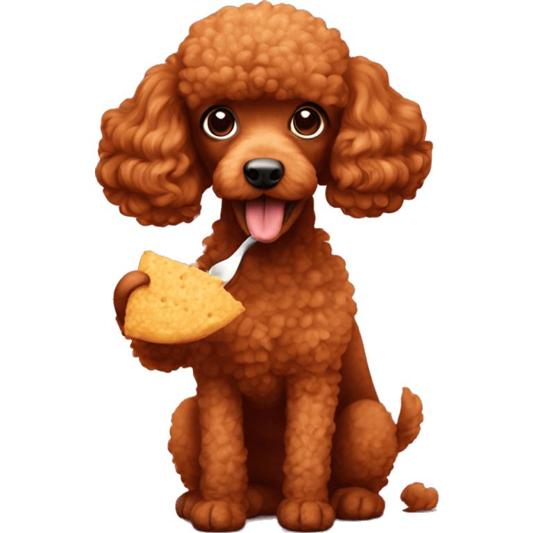 Red poodle eating  emoji