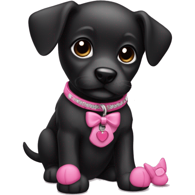 Black puppy with pink accessories  emoji