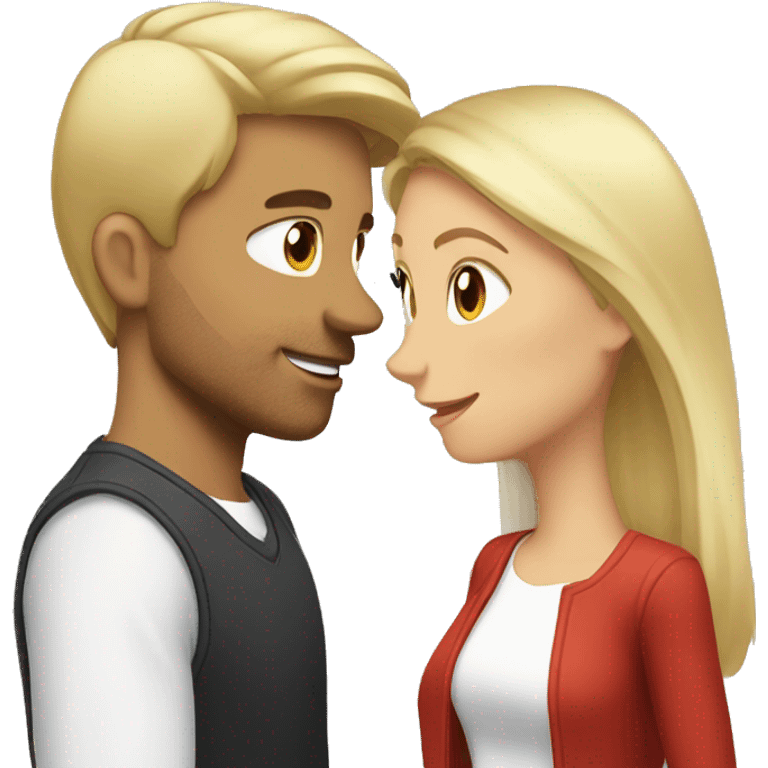 Blond man and brunette woman in love emoji