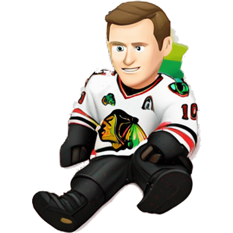 Jonathan Toews laying on a rainbow cake emoji