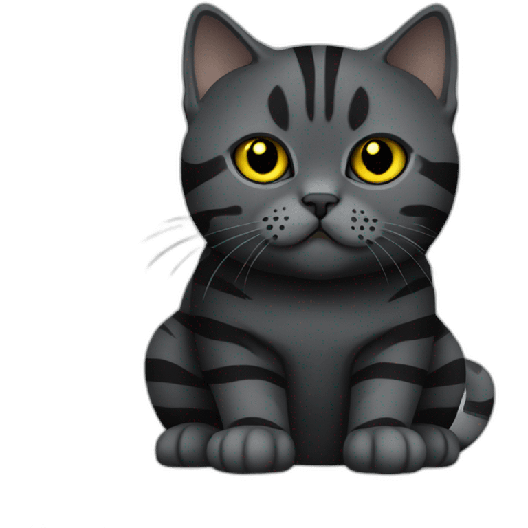 british shorthair cat in the Color black with black smoke stripes with yellow eyes emoji