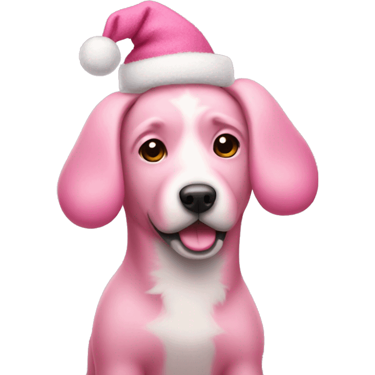 Pink dog with Christmas ear muffs emoji