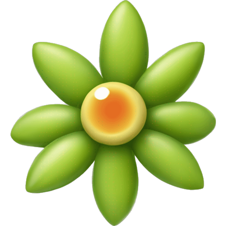 Create an emoji of a small, star-shaped flower with a greenish-yellow color. Inside the flower, include a small, round, reddish-orange berry. emoji