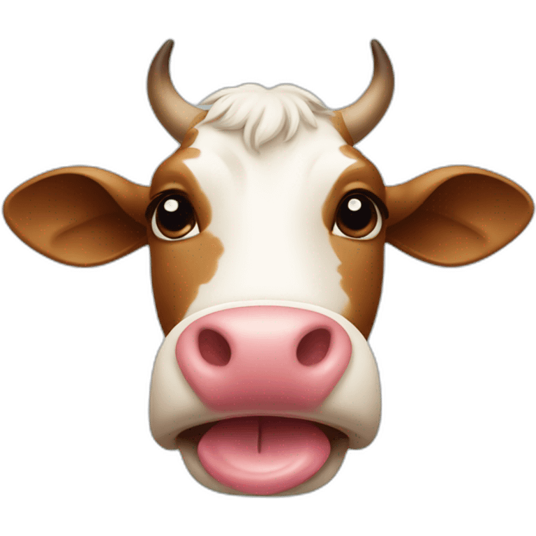 Cow sticking its tongue inside its nose emoji