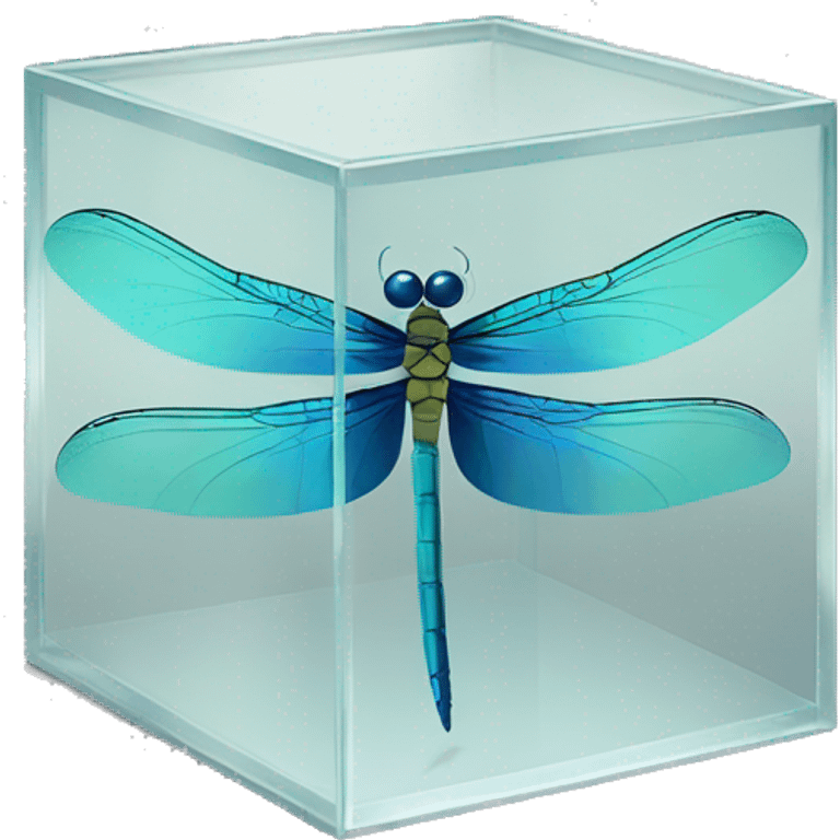 dragonfly in a square glass box emoji