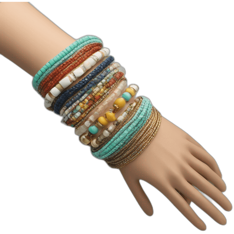 manikin hand with a stack of bracelets on wrist emoji