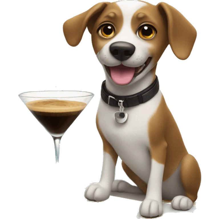 Dog surfing while drinking an espresso martini emoji