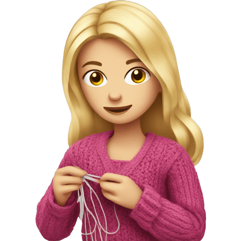 Blonde girl knitting emoji