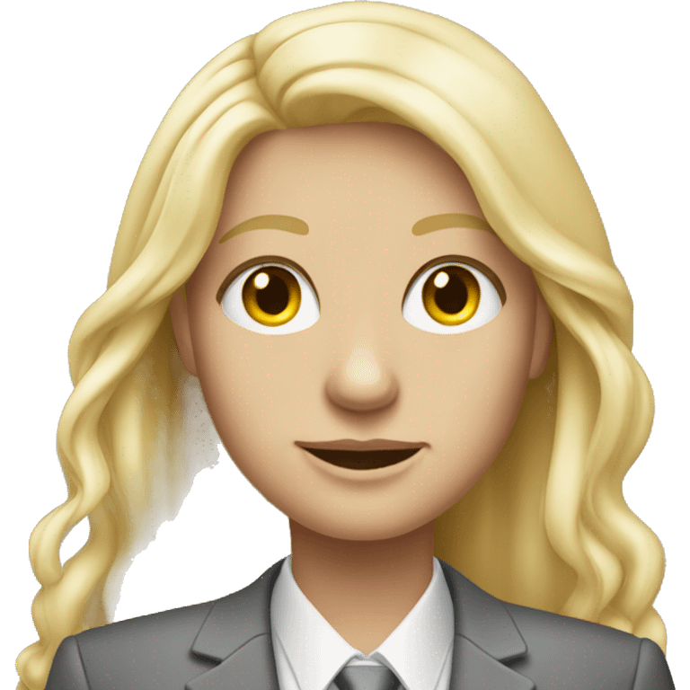 Blonde long hair jewellery seller in a grey suit emoji