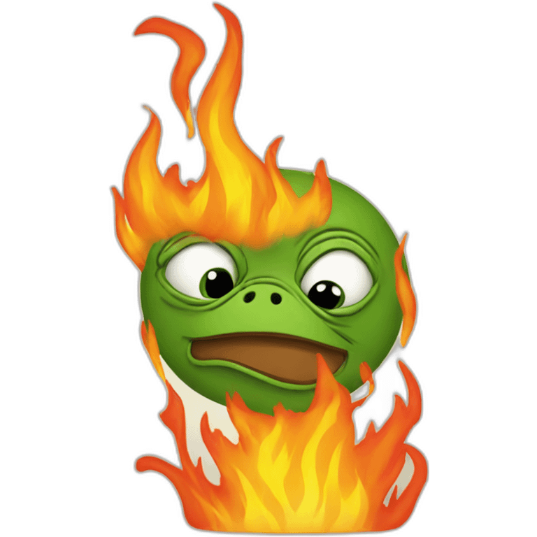 Pepe on fire emoji