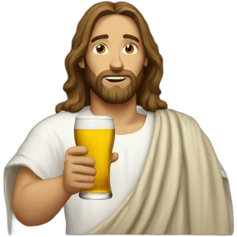 White Jesus drinks beer emoji