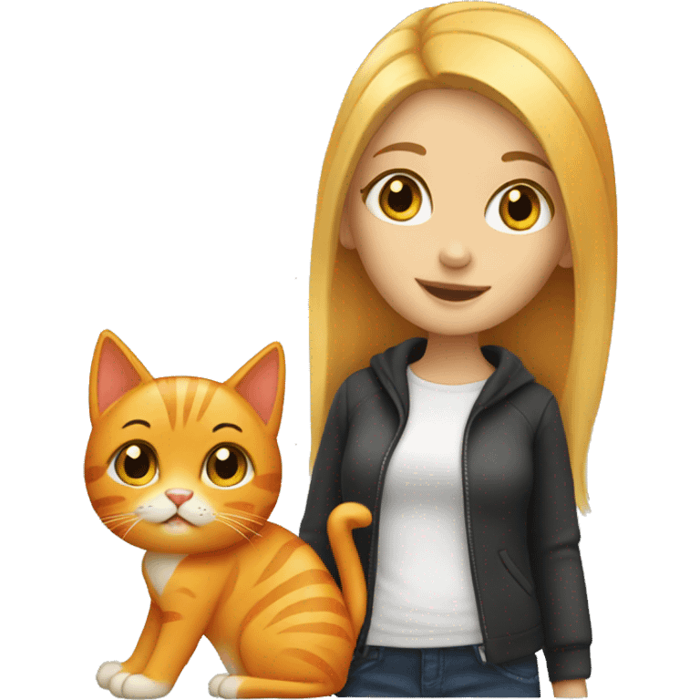 blonde girl with orange cat emoji