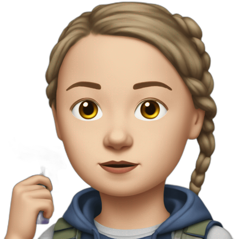 Greta thunberg, watergun to her forehead emoji