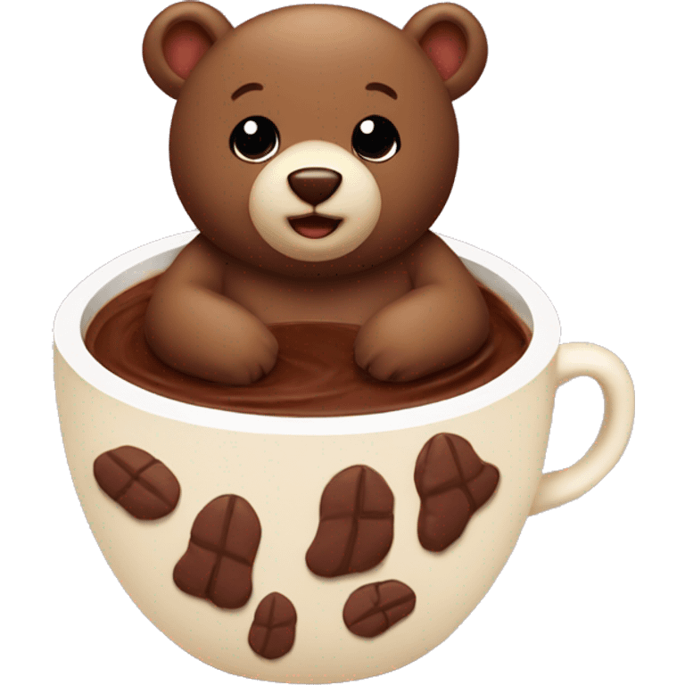 Baby bear inside of a cup of cocoa emoji