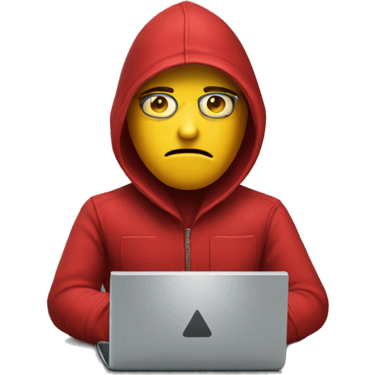 Hacker typing on red computer  emoji